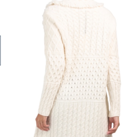 Ecru Cable Knit Fringed Cardigan - Picture 2 of 2